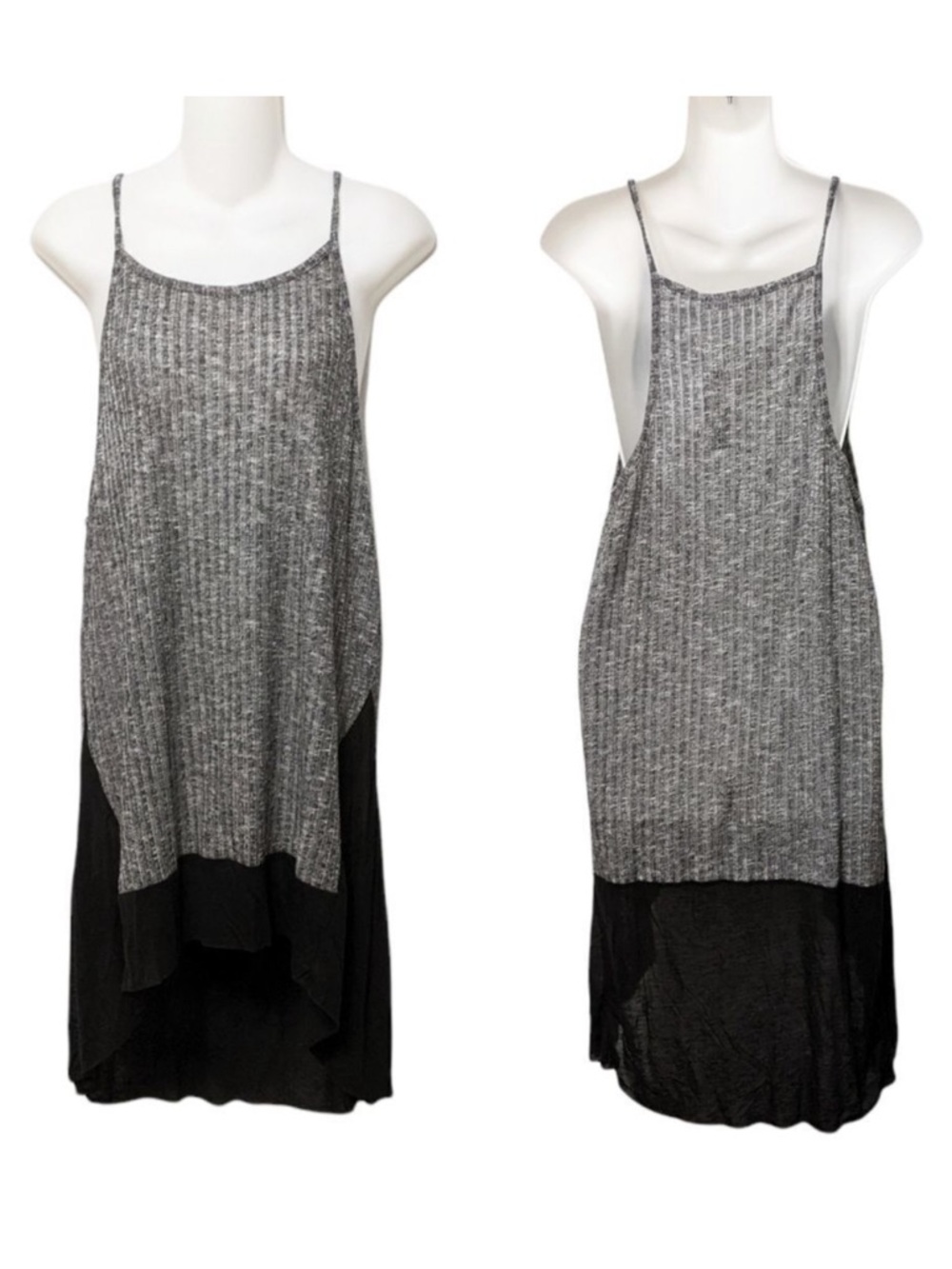 NWT MICHELLE BY COMUNE Snelling Charcoal Gray Hi Low Hem Dress L
